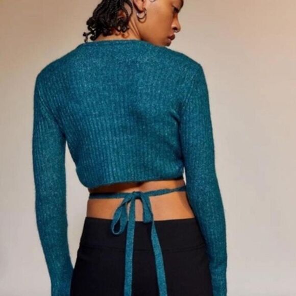 Teal Wrap Sweater - Picture 6 of 8